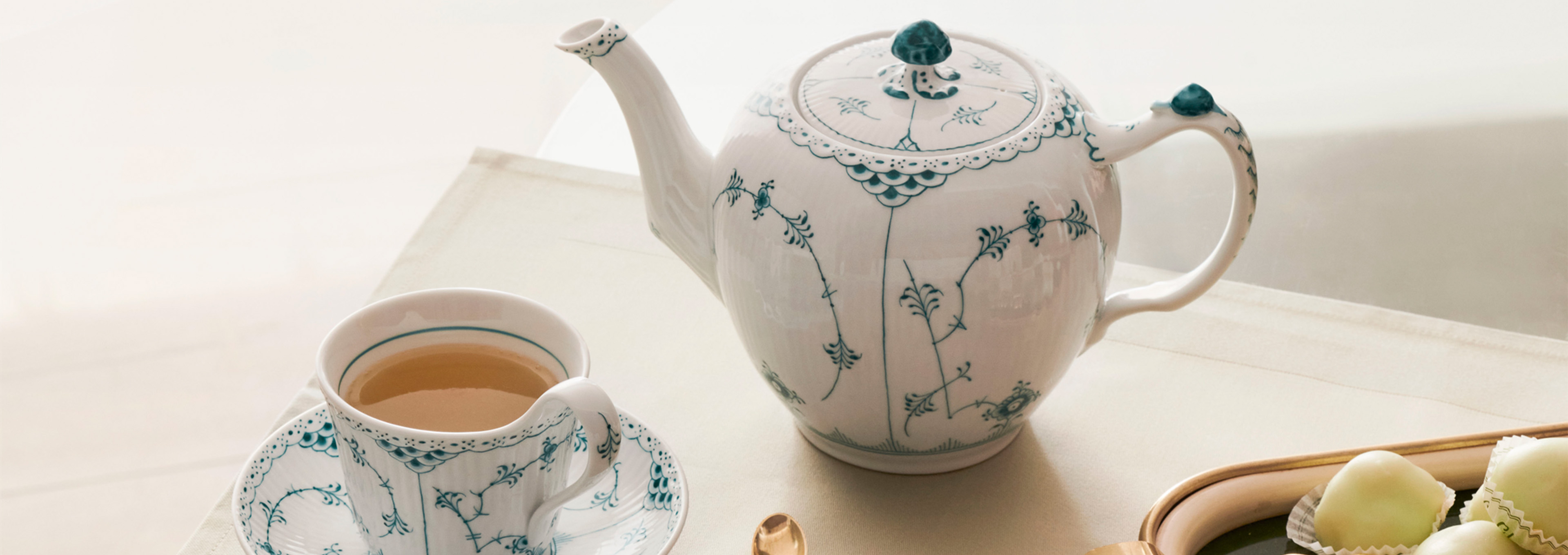 Emerald green half Lace teapot and cup and saucer